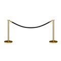 Montour Line Stanchion Post and Rope Kit Pol.Brass, 2 Flat Top 1 Black Rope C-Kit-2-PB-FL-1-PVR-BK-PB